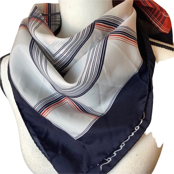 Vintage Red/Blue Lightweight Handkerchief Square Scarf Women's - Picture 3 of 6